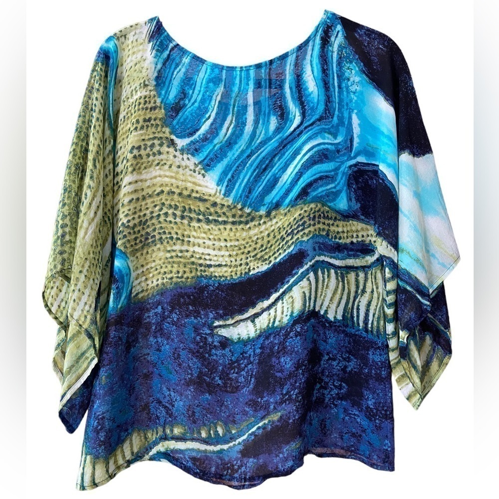 Chico’s 100% Silk Sheer Flowy Top Size 1 Small